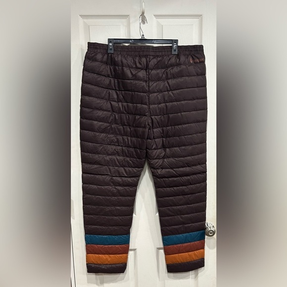 Cotopaxi Men's XL Fuego Down Pant Coffee Stripes Rust Brown NWT 800-fill Down - Picture 7 of 8